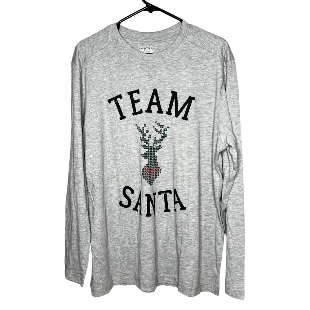NEW Joe Boxer Mens Size L Team Santa Gray Long Sleeve T-Shirt Christmas Holiday